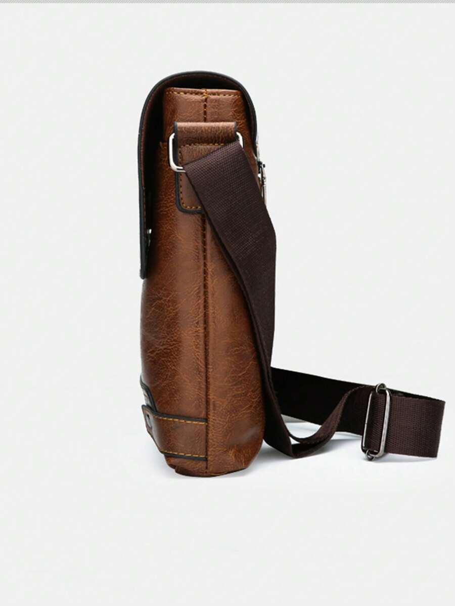 N&G | Herren Umhängetasche aus weichem PU-Leder – Vintage Braun
