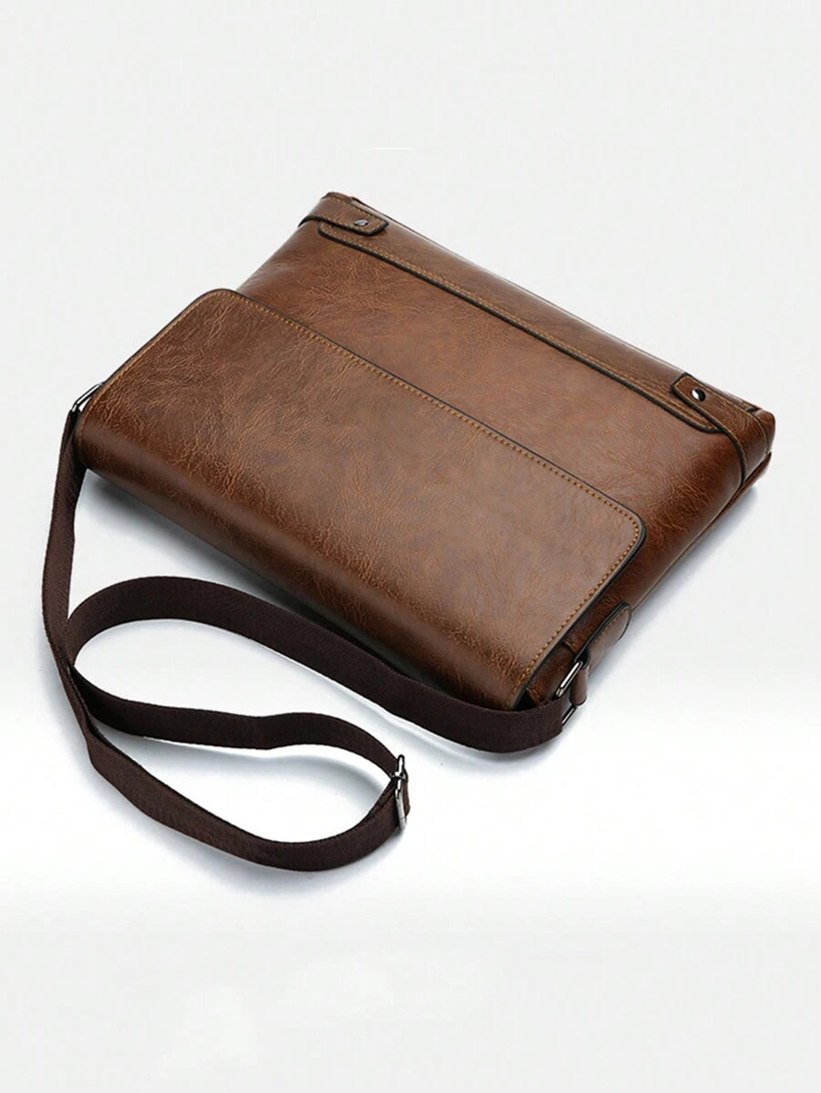 N&G | Herren Umhängetasche aus weichem PU-Leder – Vintage Braun