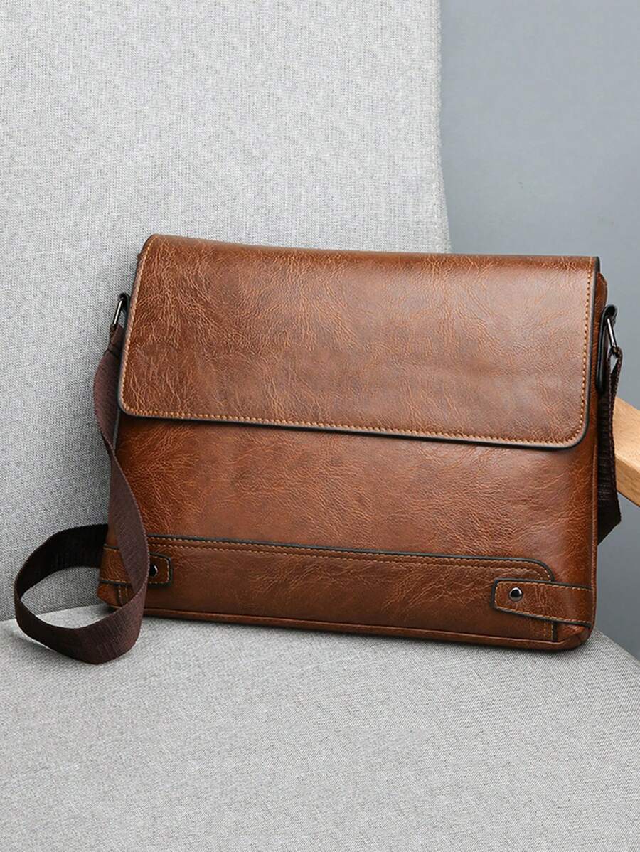 N&G | Herren Umhängetasche aus weichem PU-Leder – Vintage Braun