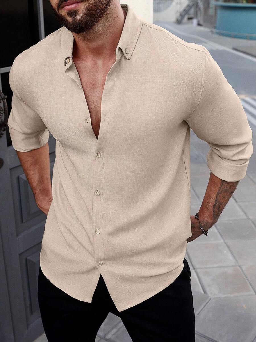 N&G | Herren Langarmhemd – Urbaner Stil in Unifarbe