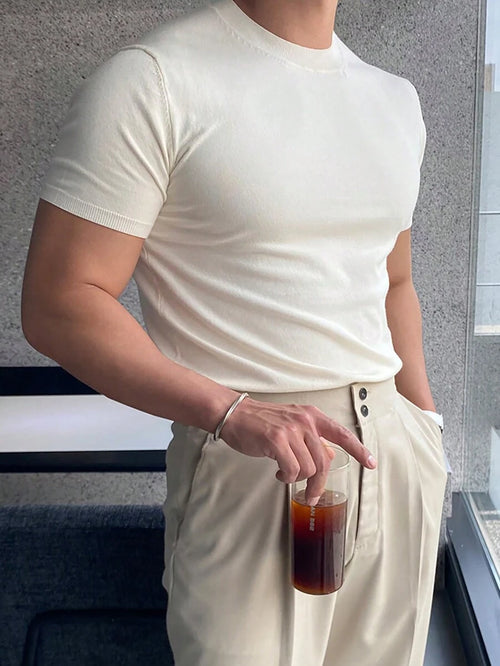 N&G | Herren-T-Shirt aus Strick mit kurzen Ärmeln – Lässiger Stil für Frühling und Sommer