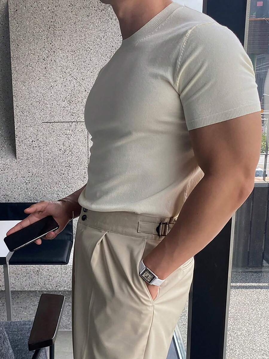 N&G | Herren-T-Shirt aus Strick mit kurzen Ärmeln – Lässiger Stil für Frühling und Sommer