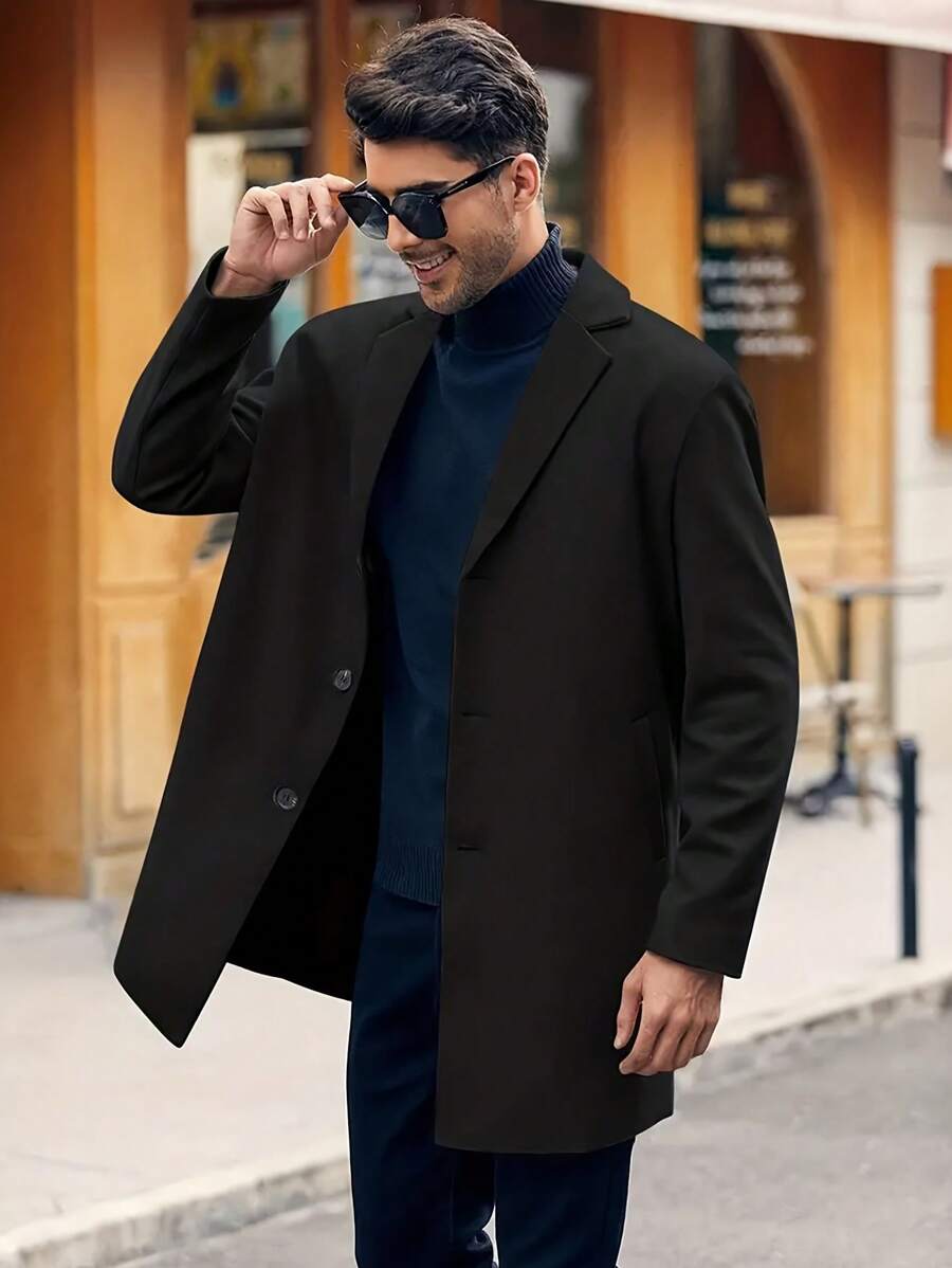 N&G | Herrenmantel mit Reverskragen und langen Ärmeln – Ideal für Herbst und Winter