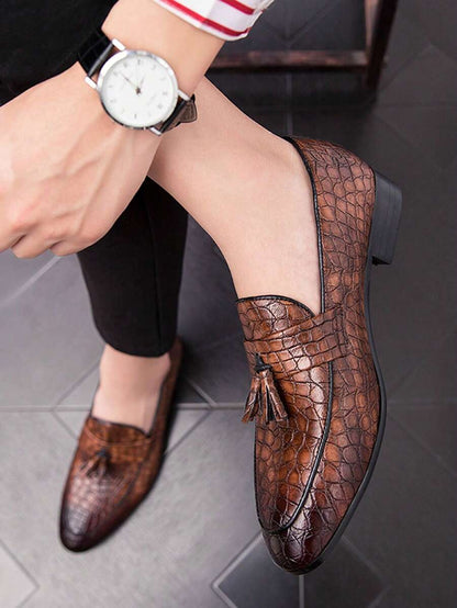 N&G | Herren Mokassin mit Krokodilprägung und Quaste – Stil und Eleganz