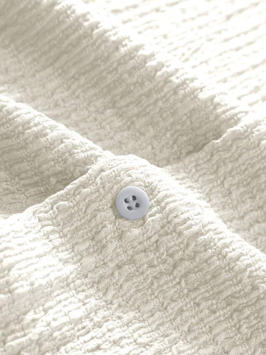 N&G | Herrenhemd im Resort-Stil – Jacquard-Struktur mit Stehkragen