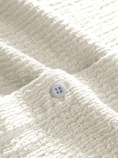 N&G | Herrenhemd im Resort-Stil – Jacquard-Struktur mit Stehkragen