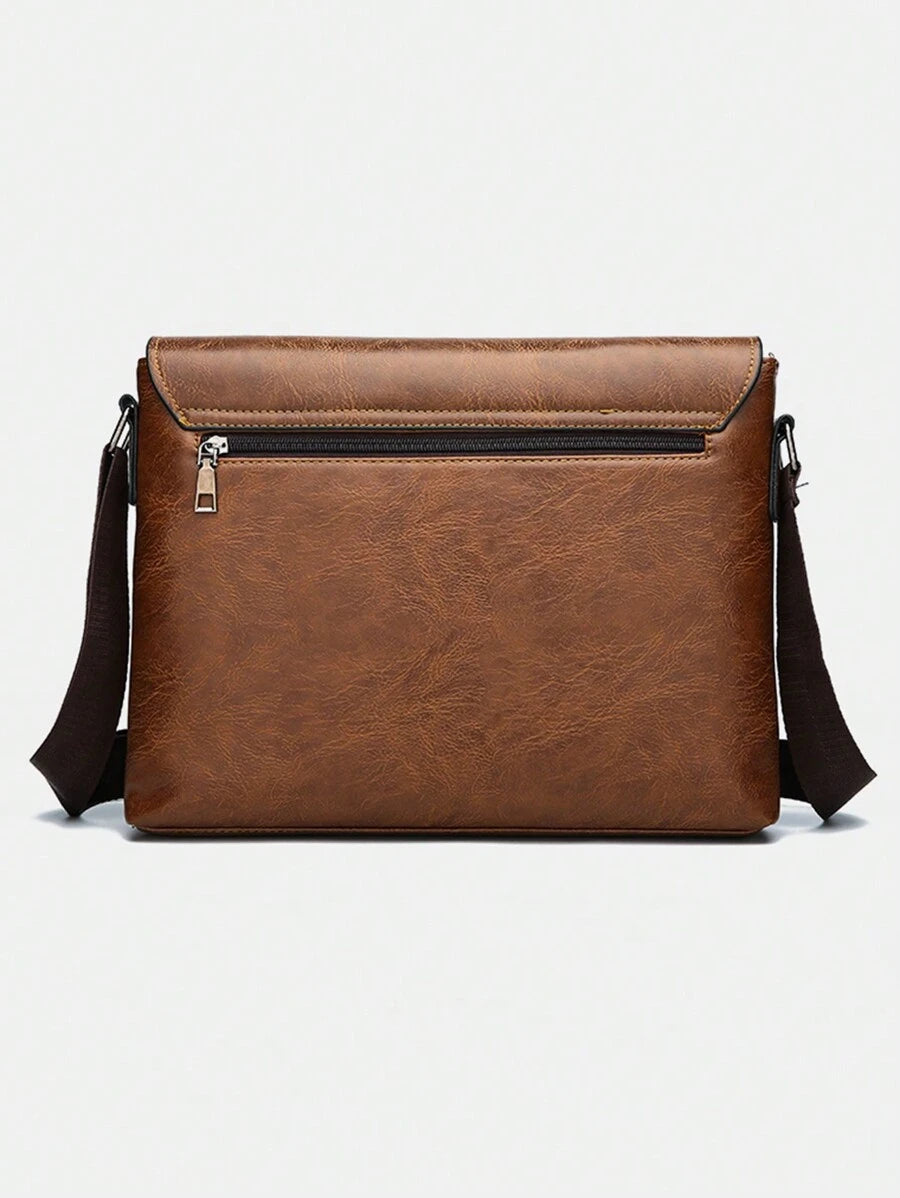 N&G | Herren Umhängetasche aus weichem PU-Leder – Vintage Braun