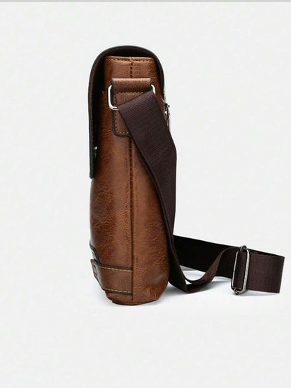 N&G | Herren Umhängetasche aus weichem PU-Leder – Vintage Braun