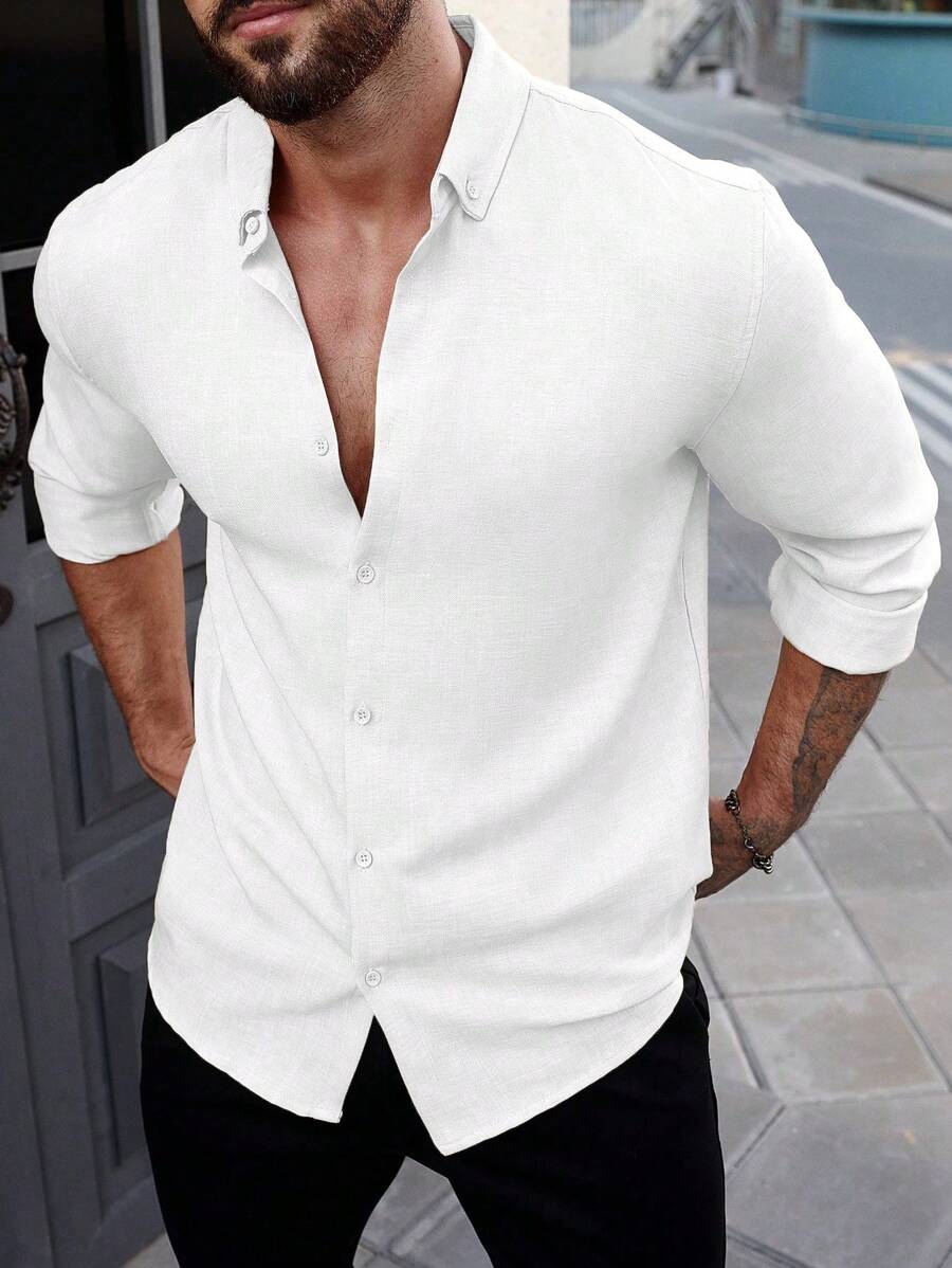 N&G | Herren Langarmhemd – Urbaner Stil in Unifarbe