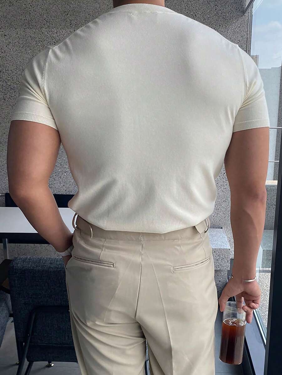 N&G | Herren-T-Shirt aus Strick mit kurzen Ärmeln – Lässiger Stil für Frühling und Sommer