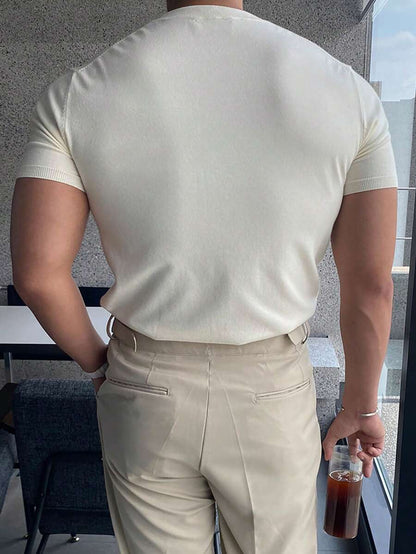 N&G | Herren-T-Shirt aus Strick mit kurzen Ärmeln – Lässiger Stil für Frühling und Sommer