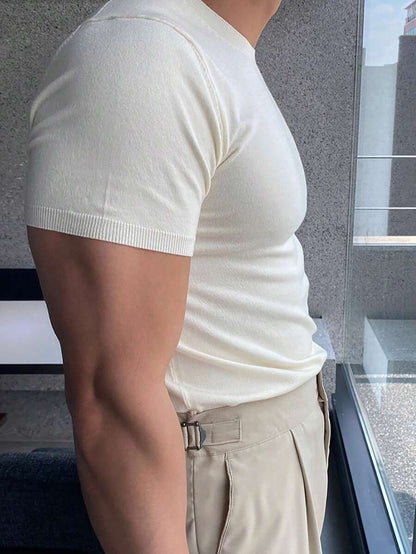 N&G | Herren-T-Shirt aus Strick mit kurzen Ärmeln – Lässiger Stil für Frühling und Sommer