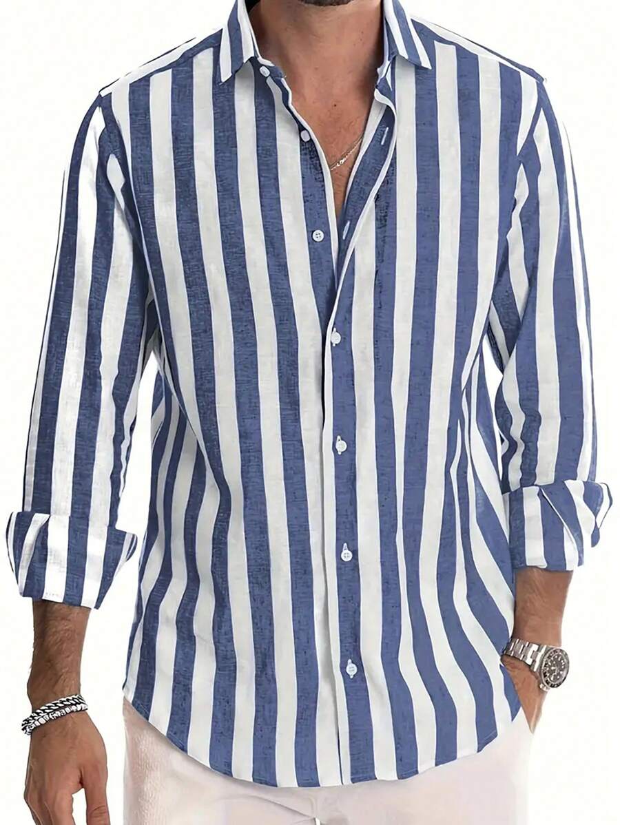 N&G | Herren Langarmhemd mit Streifen – Lässiger und Vielseitiger Stil