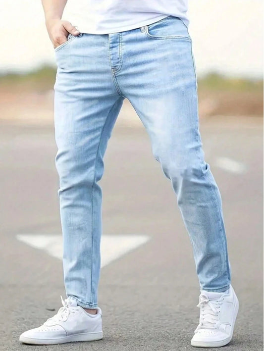 N&G | Herren Skinny Jeans in Blau mit Used-Details