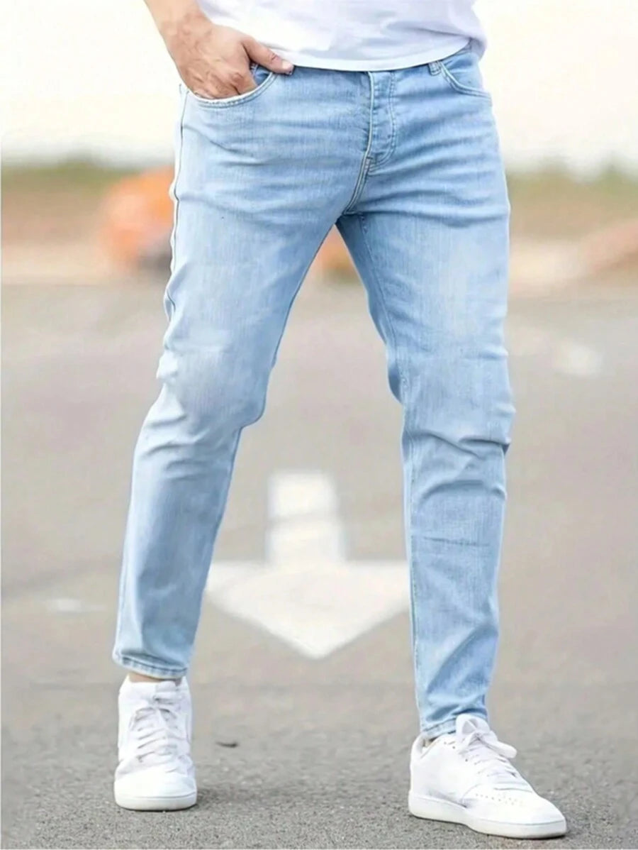 N&G | Herren Skinny Jeans in Blau mit Used-Details