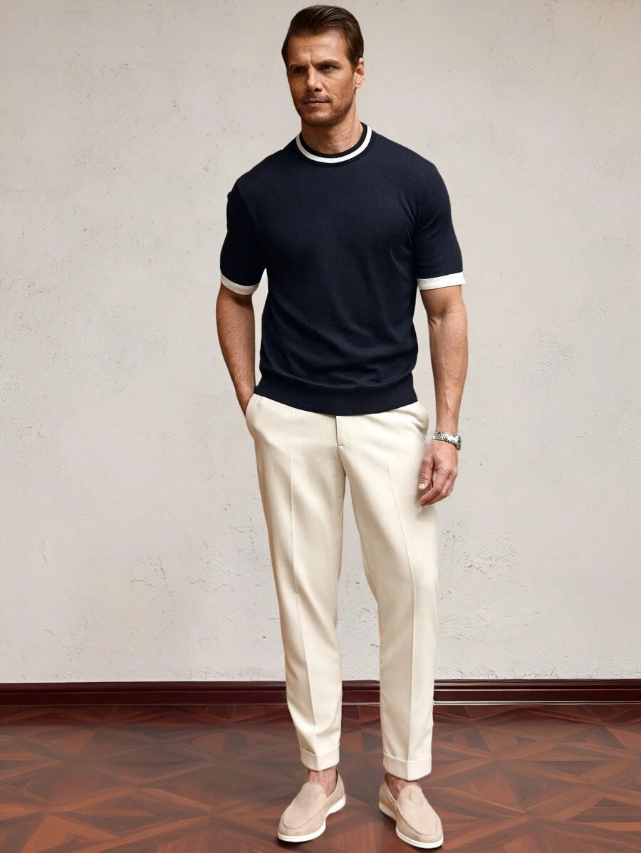 N&G | Herren-T-Shirt mit Patchwork – Lässiger und Moderner Stil