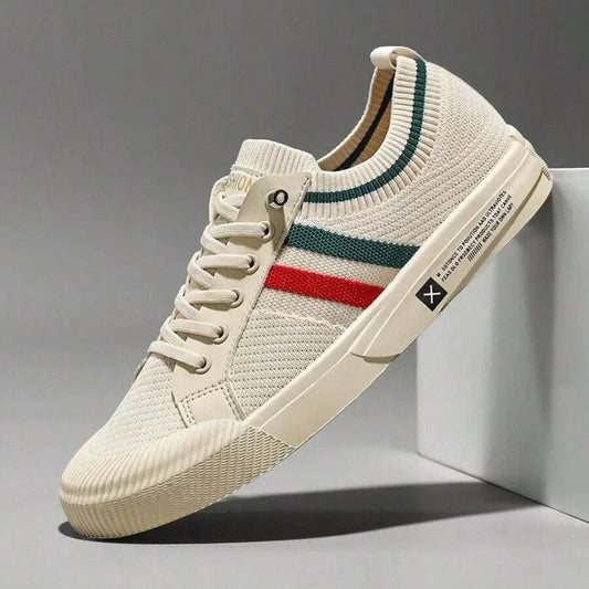 N&G | Herren-Sneaker aus Strickmaterial in Schwarz mit Streifendetails
