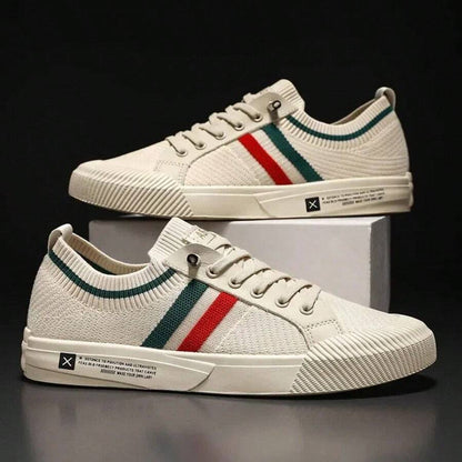 N&G | Herren-Sneaker aus Strickmaterial in Schwarz mit Streifendetails